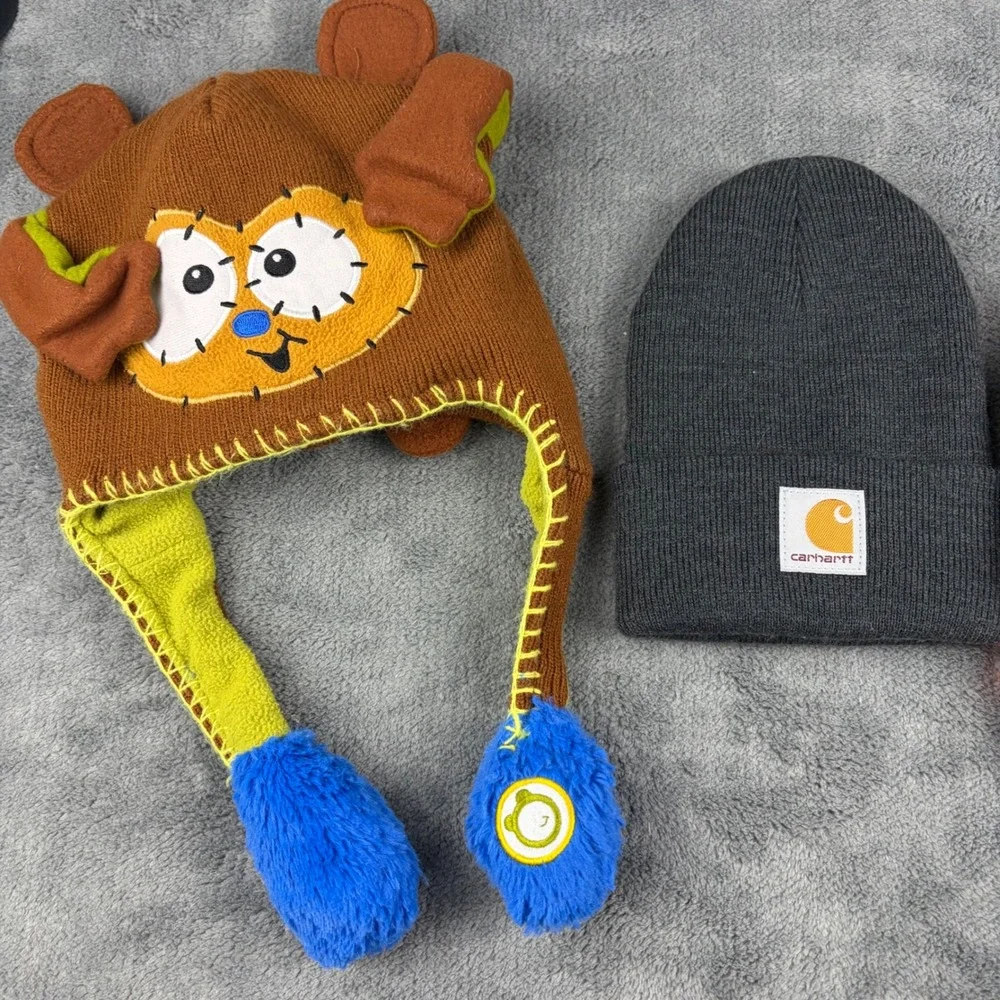 Kids Hat Bundle Carhartt Beanie Denver Broncos New Era Nintendo Mario Mickey 8pc